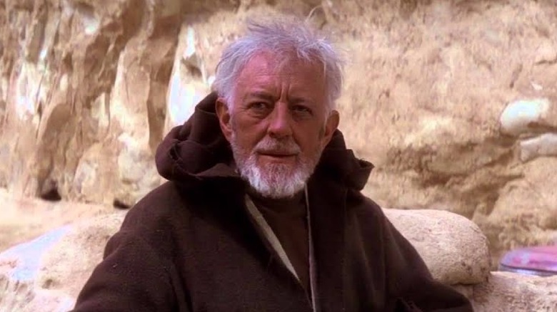 Old Ben Kenobi on Tatooine in "Star Wars" (1977)