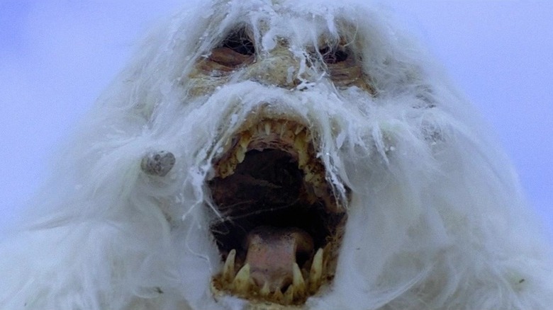 A Wampa roars on Hoth in "The Empire Strikes Back"