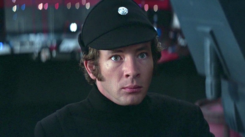 Pol Treidum looks up at Chewbacca (off camera) aboard the Death Star in "Star Wars" (1977)