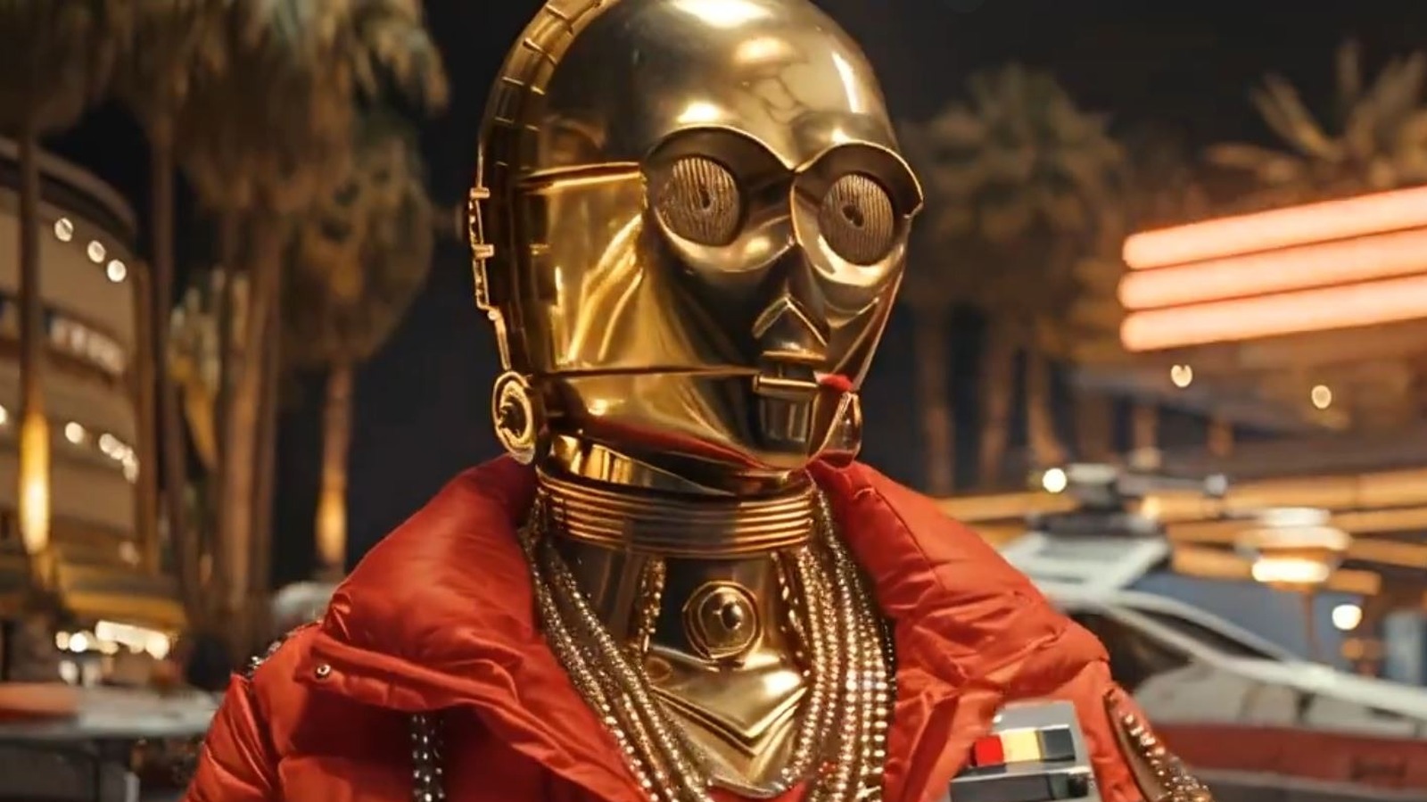 C-3PO из «Звездных войн» читает рэп в видео, на 100% созданном искусственным интеллектом, с участием Илона Маска и Папы Римского