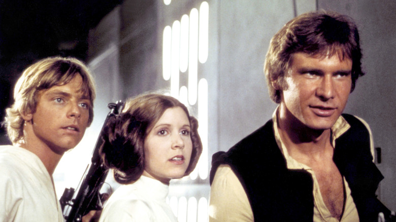 Luke, Leia and Han on the run in "Star Wars"