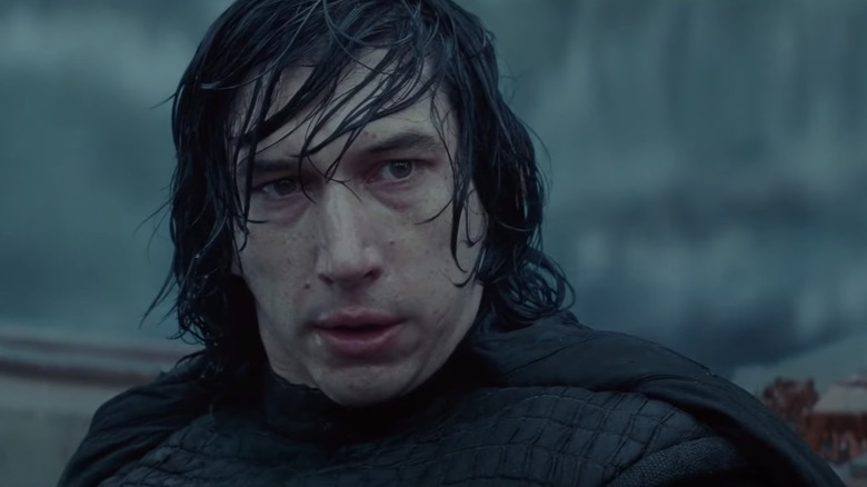 Kylo Ren staring in rain