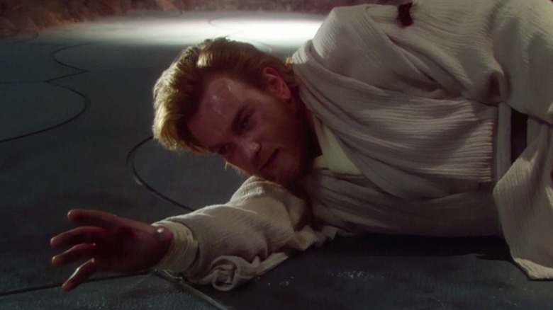 Injured Obi-Wan uses the Force