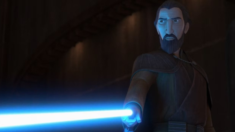 Dooku with blue lightsaber