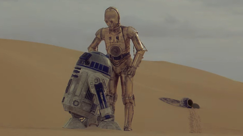 C3PO and R2D2 in the desert