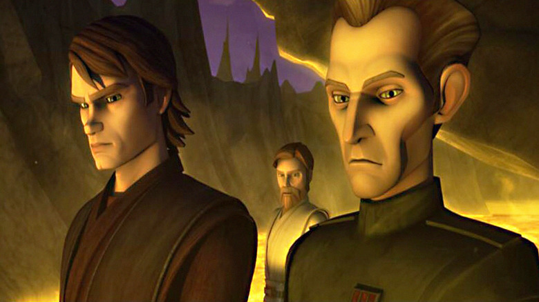 Anakin, Obi-Wan, and Tarkin standing