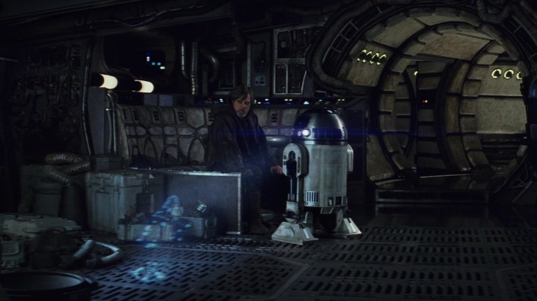 Luke Skywalker watches R2D2 hologram