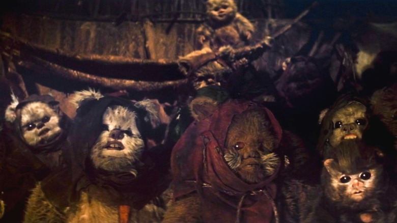 The Ewoks huddled together