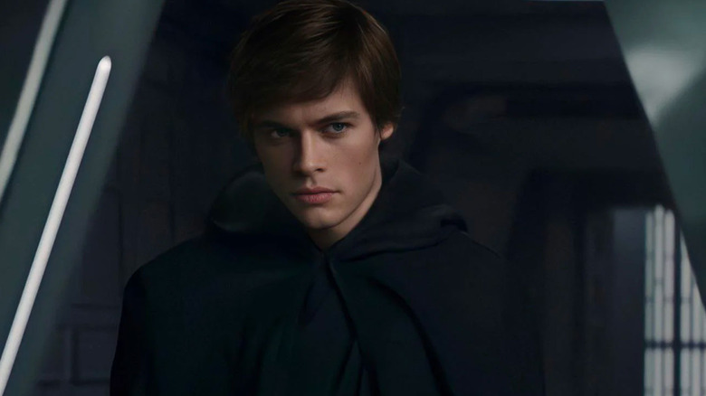 An AI version of Luke Skywalker in shadow