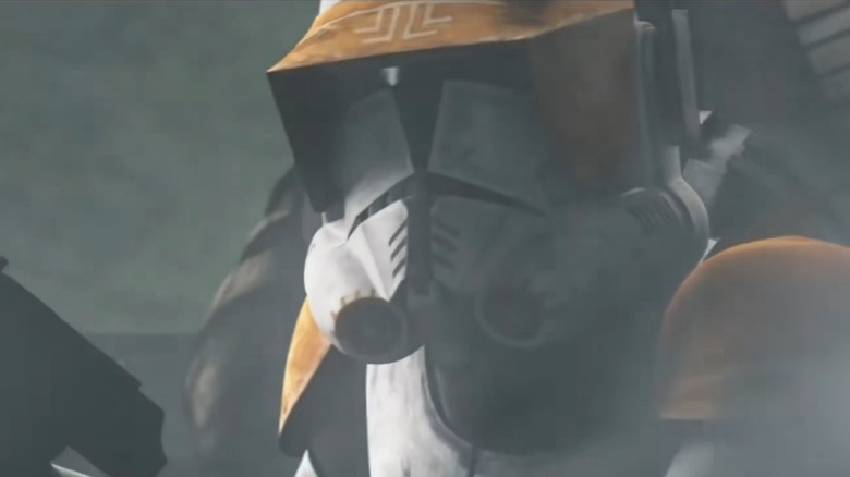 Commander Cody wears his helmet