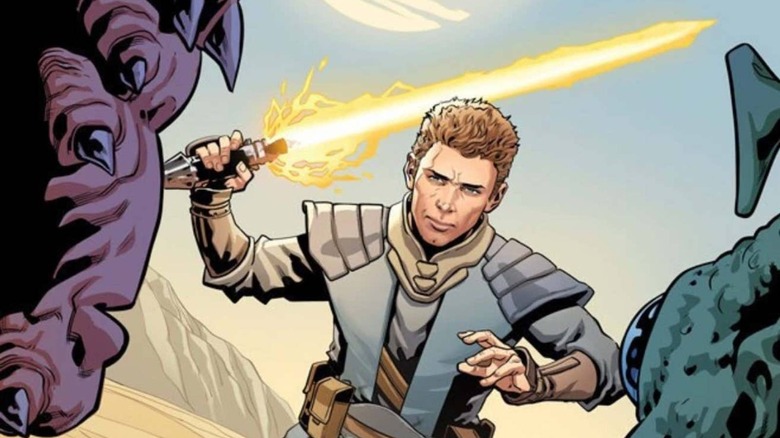 Anakin Skywalker wielding yellow lightsaber