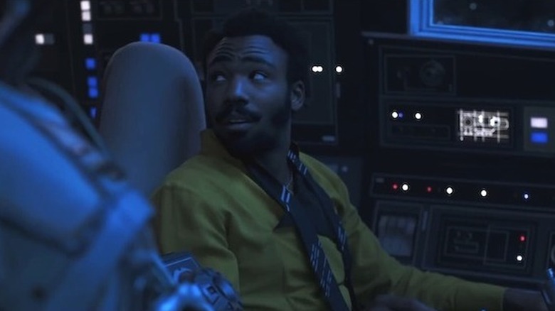 Lando pilots the millennium falcon