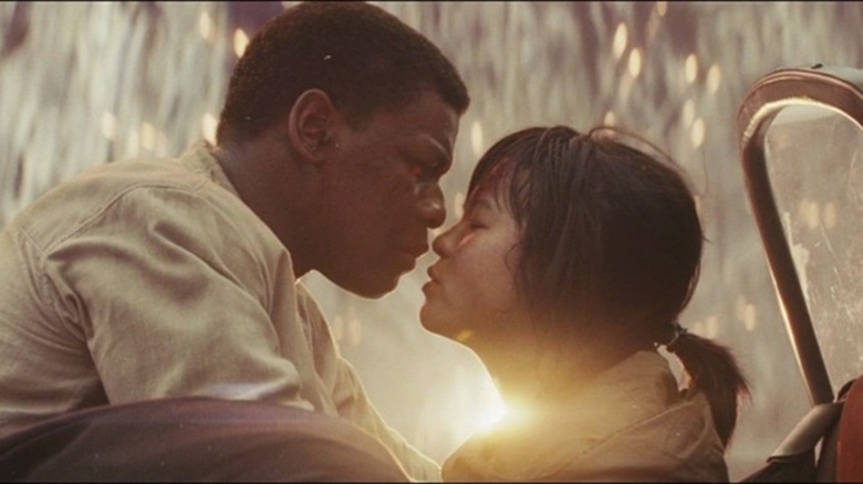 Rose Tico kisses Finn during The Last Jedi.