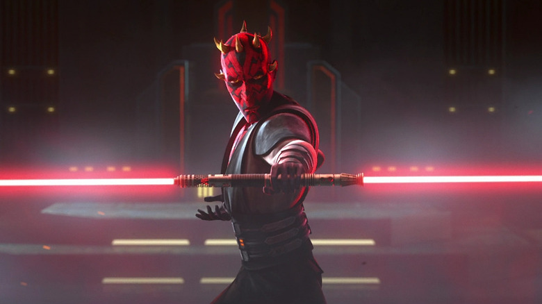 Maul ignites his lightsaber