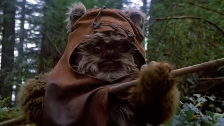 Wicket the Ewok defends himself