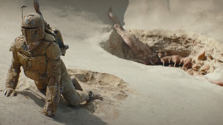 Boba Fett escapes the Sarlacc Pit