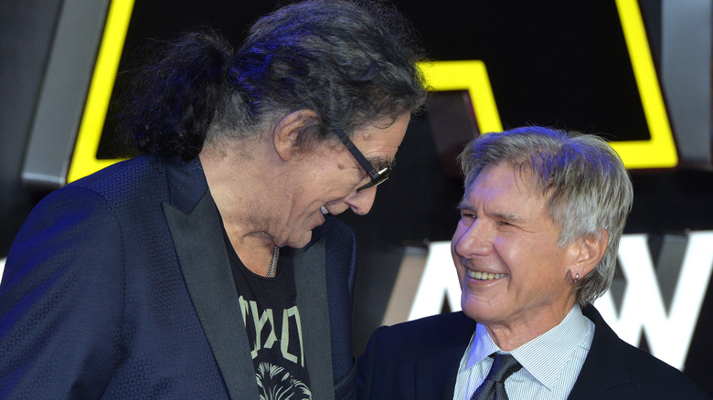 Peter Mayhew and Harrison Ford at a Star Wars event