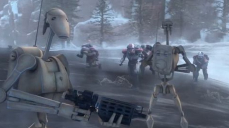 The Bad Batch attacking battle droids