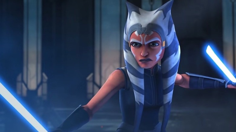 Young Ahsoka with white lightsabers