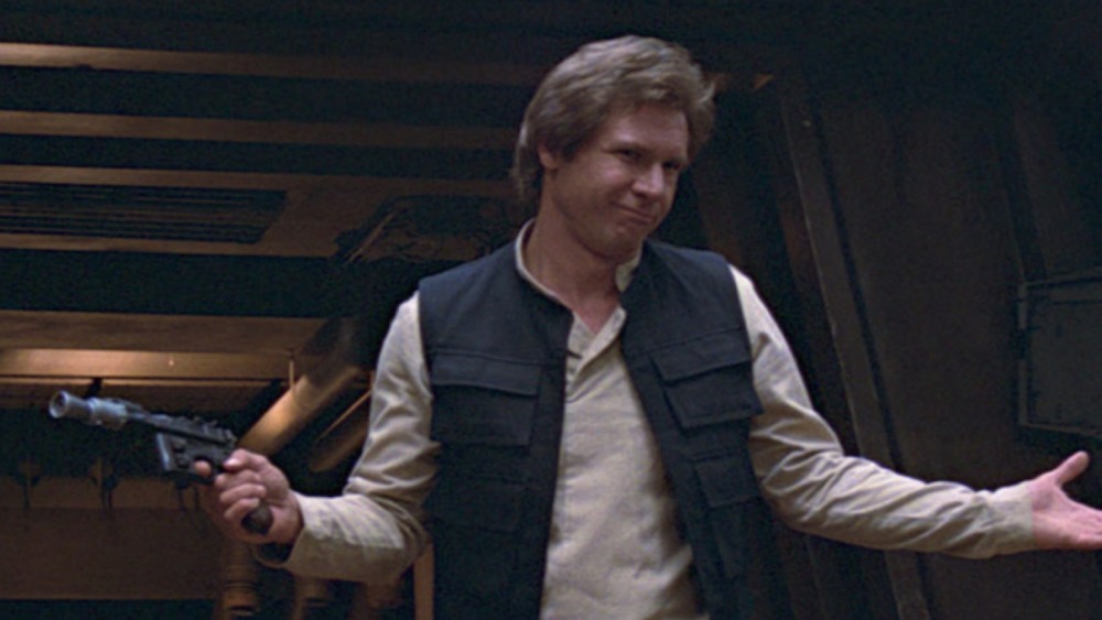 Han Solo shrugs during the Battle of Endor