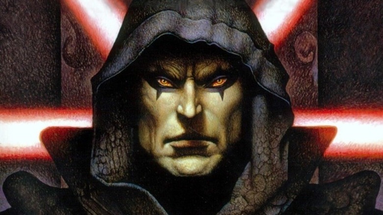 Darth Bane wearing a hood