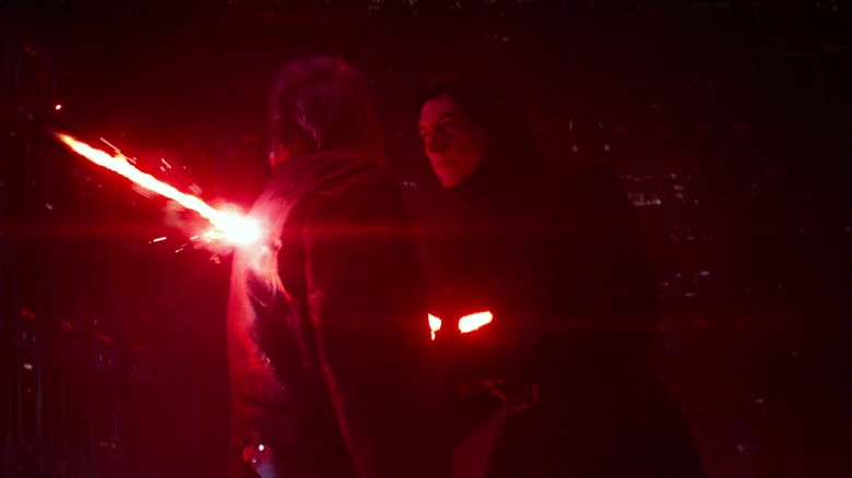 Kylo Ren stabbing Han Solo