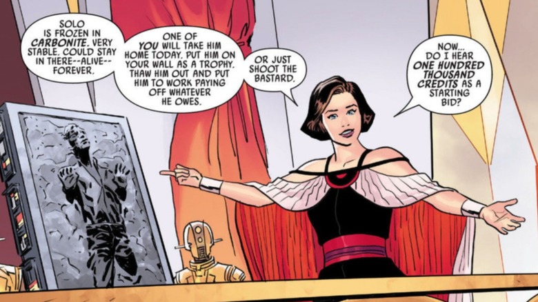 Qi'ra auctioning off Han Solo