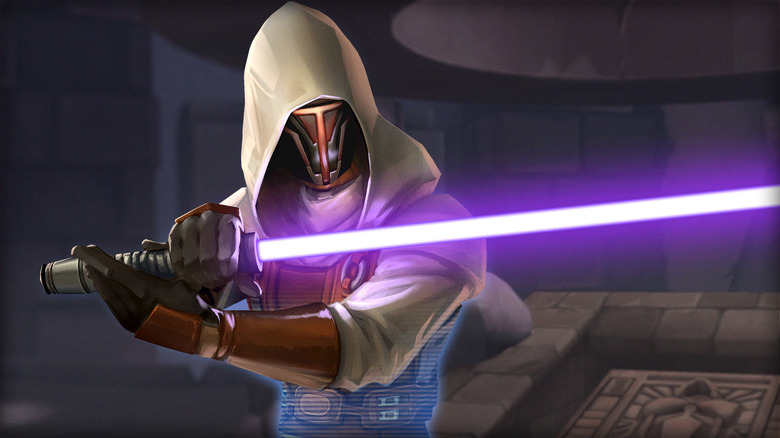 Revan wields a purple lightsaber