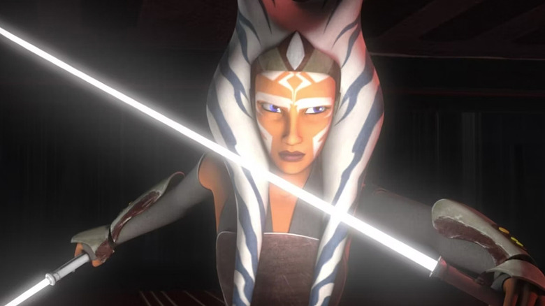 Ahsoka Tano with white lightsabers