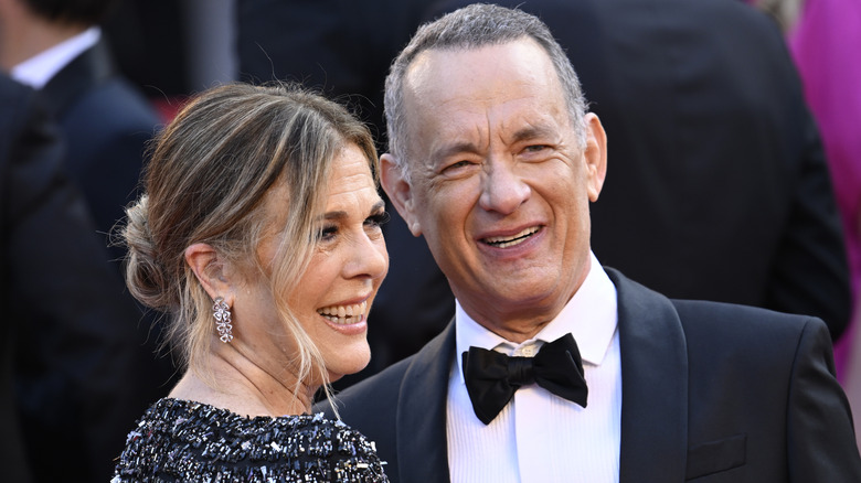 Tom Hanks and Rita Wilson at a movie premiere