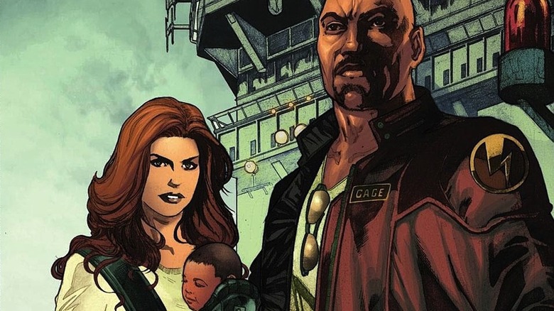 Luke Cage and Jessica Jones with a baby