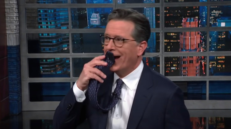 Colbert delivering the punchline 