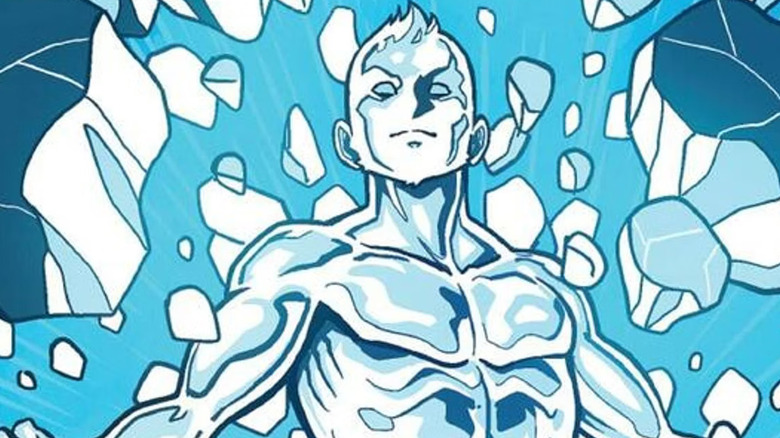 Iceman surrounded by broken ice