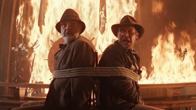 Harrison Ford Sean Connery tied up flames