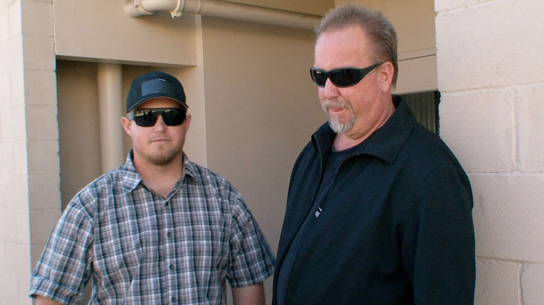 Bidders at a storage unit facility