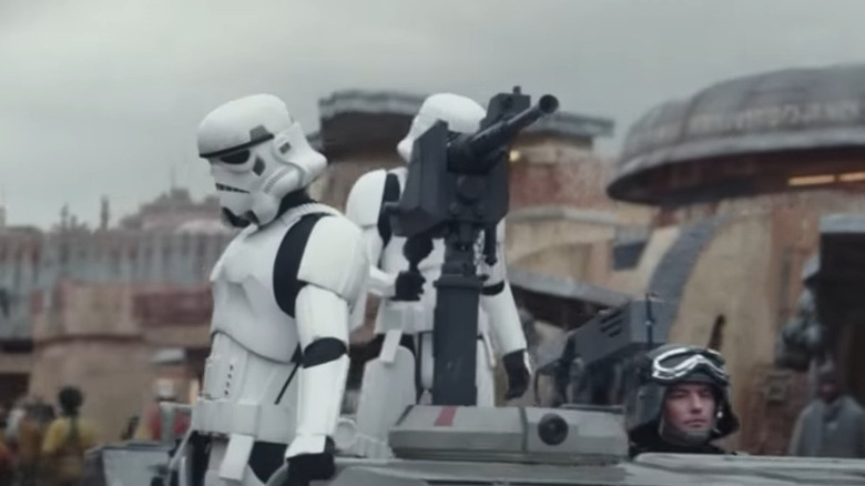 Stormtroopers patrol on Ferrix