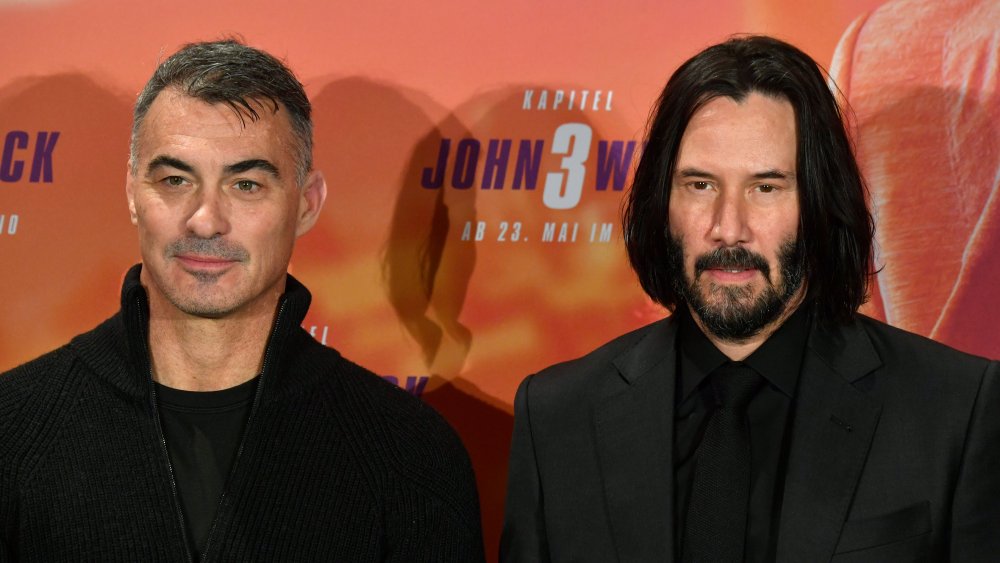 Chad Stahelski and Keanu Reeves on the red carpet promoting John Wick 3