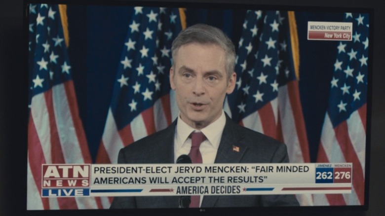 Mencken delivering his acceptance speech on TV