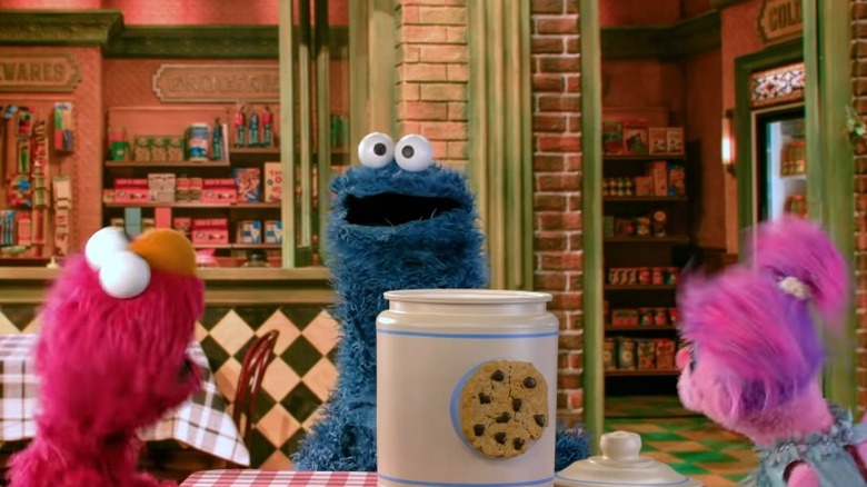 The Cookie Monster at cookie jar