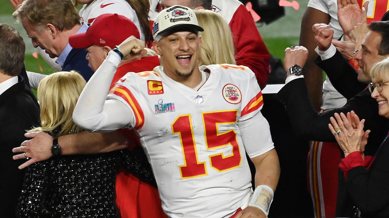 Patrick Mahomes celebrating championship win