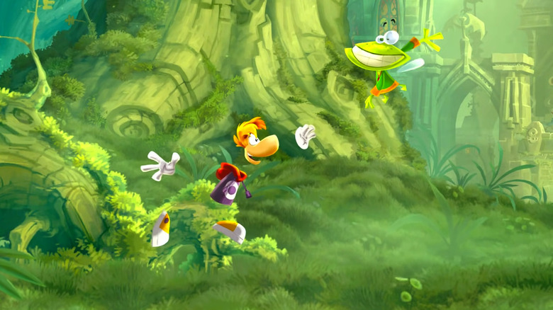 Rayman high-fiving his friend