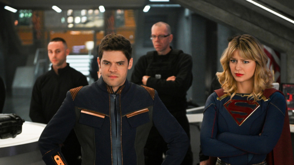 Winn and Supergirl looking grumpy