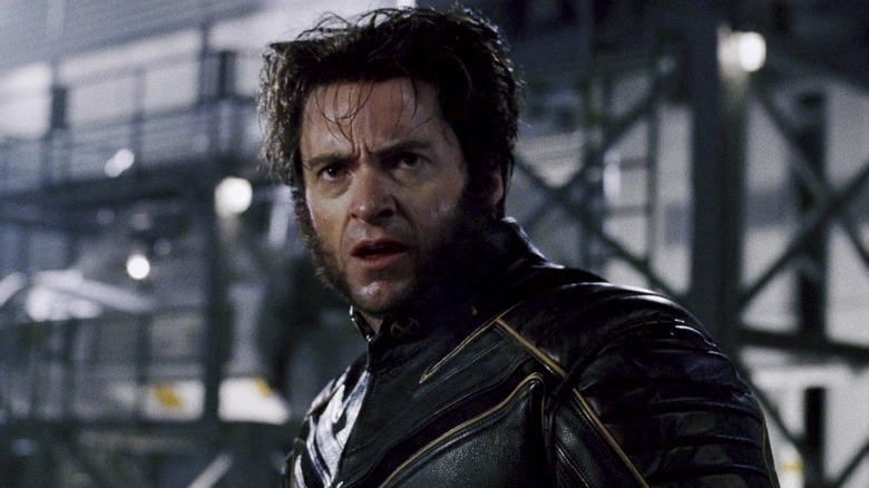 Sweaty Wolverine wearing black jacket