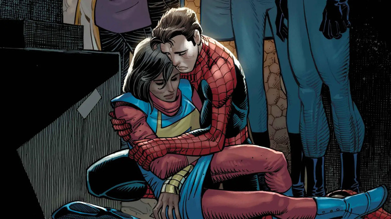 Spider-Man holds Ms. Marvel's body