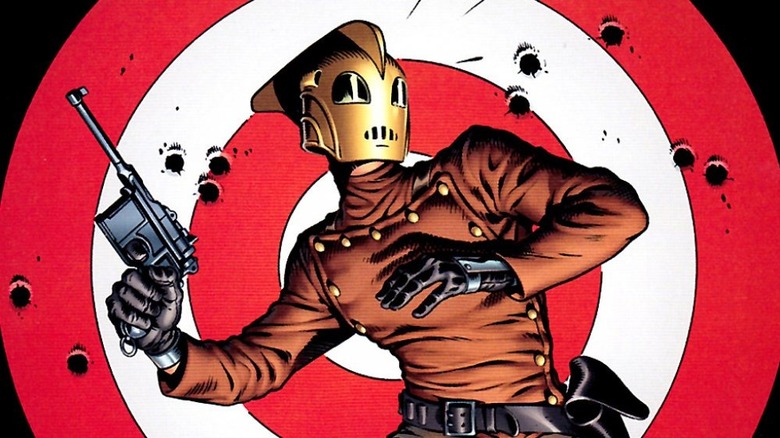 The Rocketeer dodging bullets