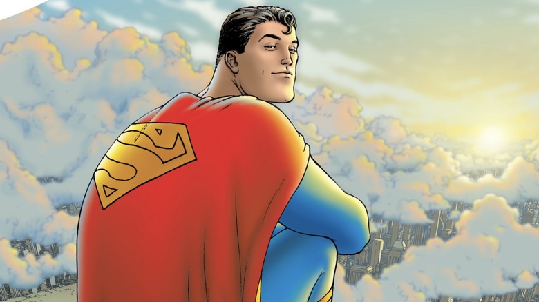 Superman sits above the clouds