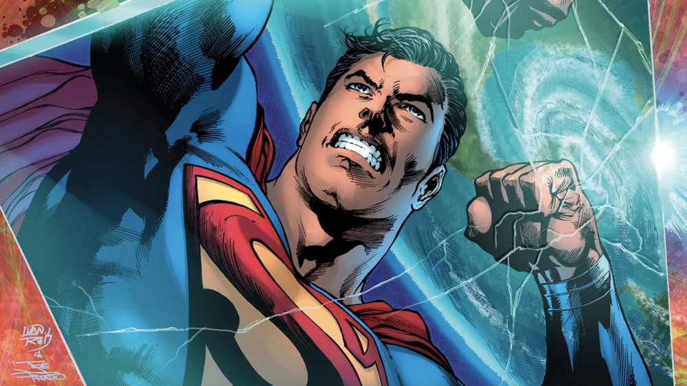 Superman angry with fist