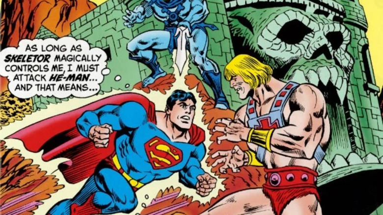 Superman charges at He-Man