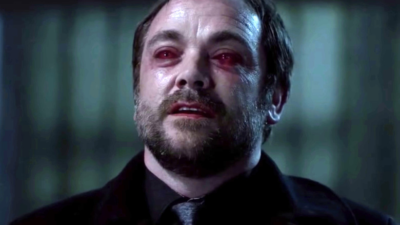 Crowley with red eyes
