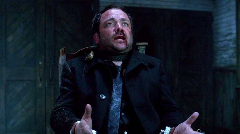 Mark Sheppard as Crowley in chains in Supernatural